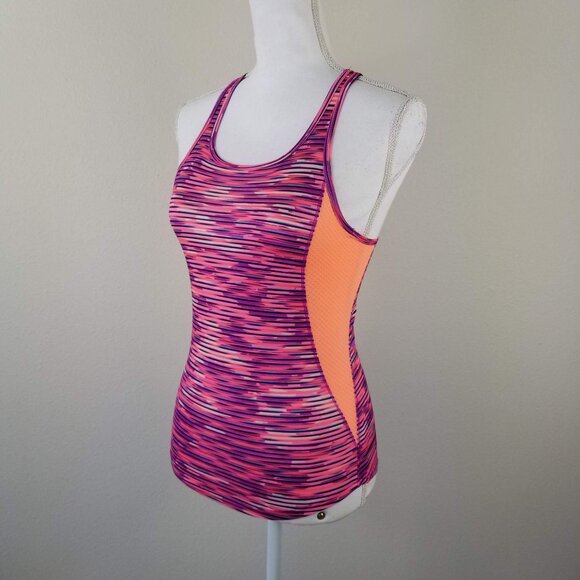 Champion Girls Racerback Tank Top L 10-12 Multicolor With Orange Side Mesh Panel - Picture 4 of 10